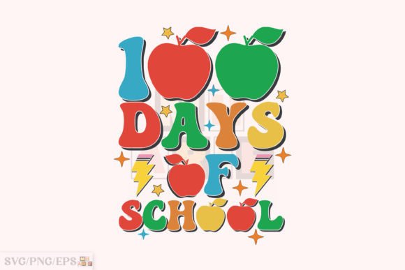 100 Days of School SVG Design Retro PNG for T-Shirt Graphics
