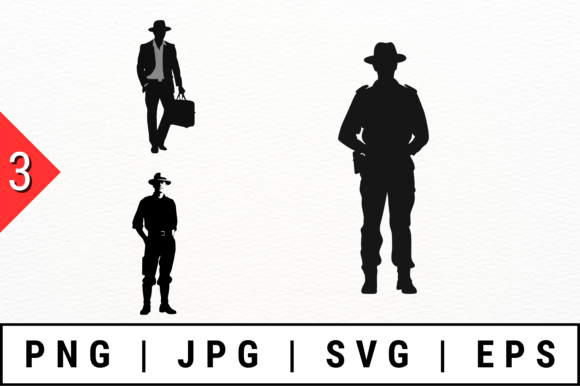 Black Cowboy Silhouettes Vector Art for Crafts and Graphics