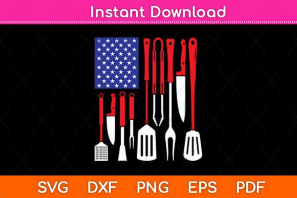 Cool American USA Flag Funny BBQ Graphics for Crafts and Creative Projects