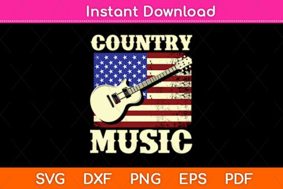 Country Music American Flag Guitar: A Versatile Graphic Design Asset for Crafts