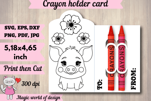 Cute Baby Pig in Flowers Crayon Holder – A Versatile Craft Graphic for Easter Projects