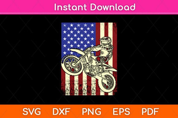 Dirt Bike American Flag Motocross Biker Graphics for Crafts and Design Projects