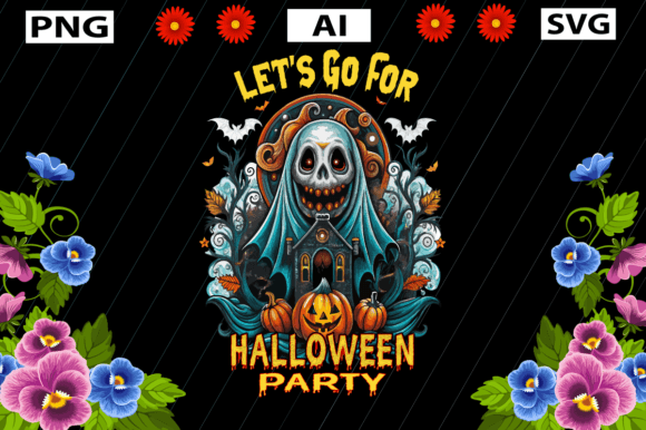 Halloween, Let’s Go for Halloween Party – A Vibrant Graphic Design Asset