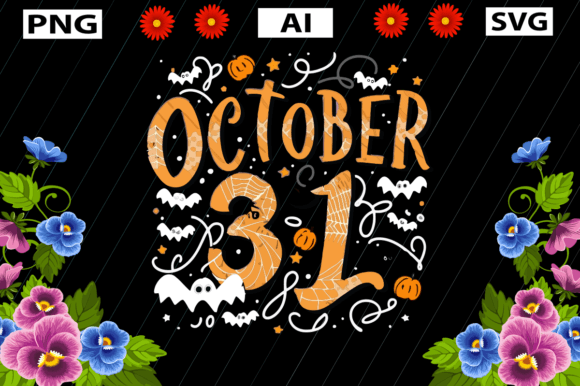 Halloween Shirt Design, October 31: A Graphics Asset for Crafts & Commercial Projects
