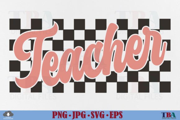 Teacher SVG, Retro Checkered PNG Design: A Versatile Graphic for T-Shirt and Branding Projects